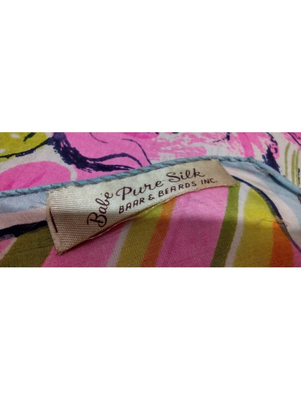 1930s Shocking Pink Pure Silk Scarf BABE Baar & Beards Rare Early 40s HAT PRINT